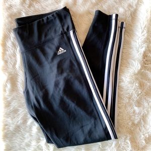 Adidas Climalite black with white stripe workout leggings, XL